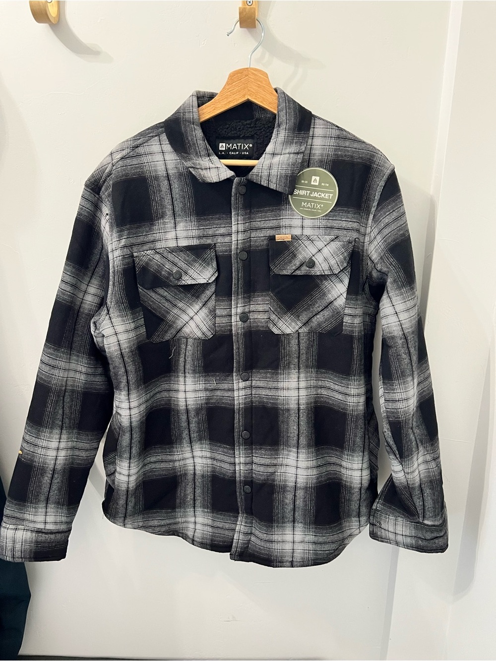 Matix Black and Gray Plaid Shirt Jacket
